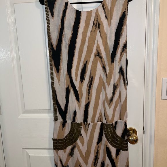 Bebe Women's Zigzag Midi Dress - Black and Tan - Picture 5 of 5